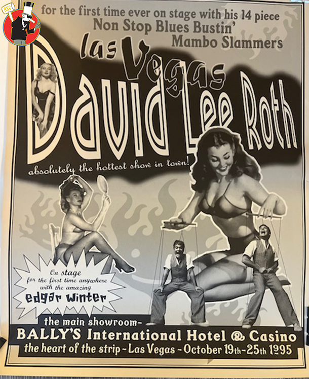 David Lee Roth Las Vegas Show Poster 1995 Bally's Vintage