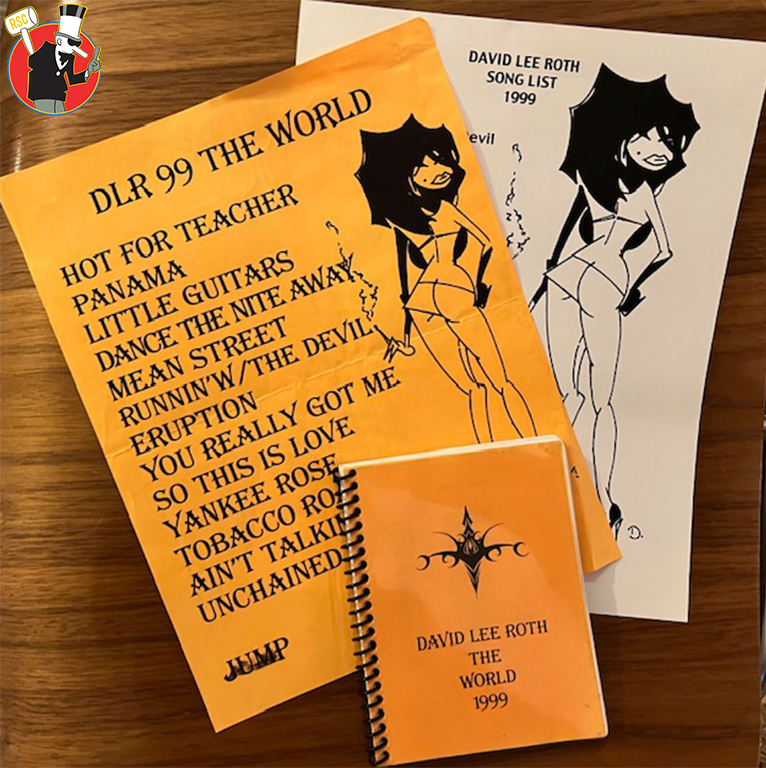 David Lee Roth "The World" Tour Itinerary and Setlists w/ DLR Art 1999
