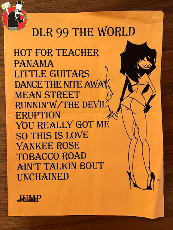 David Lee Roth "The World" Tour Itinerary and Setlists w/ DLR Art 1999