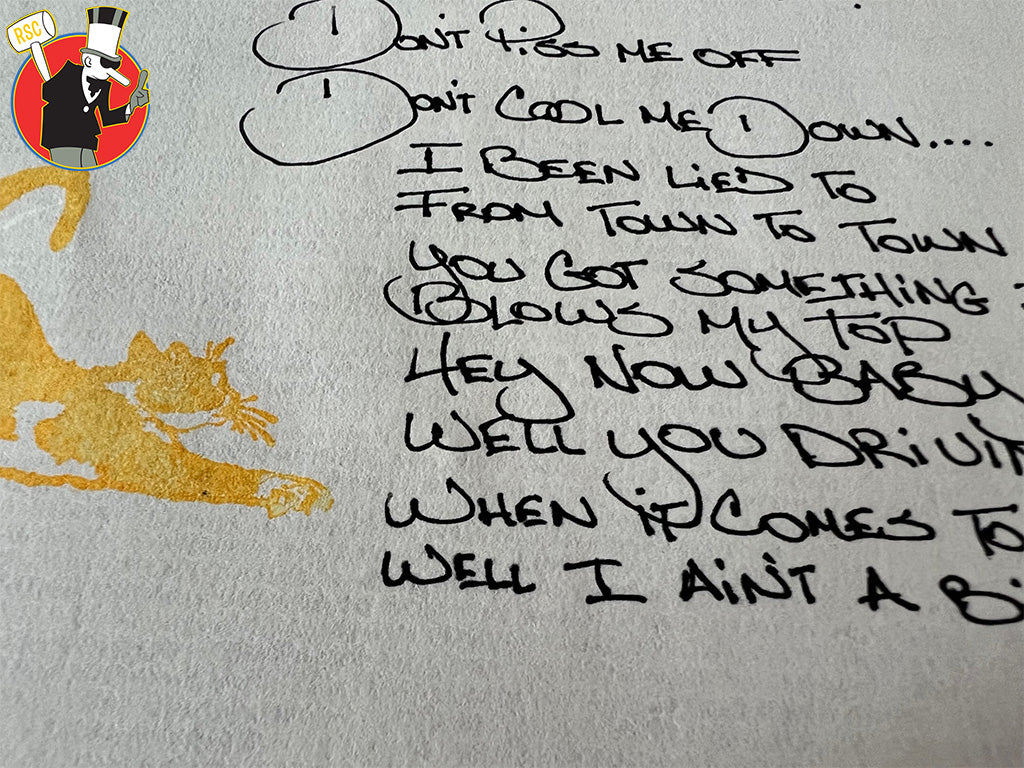 SOLD! David Lee Roth Hand Written Lyrics "Don't Piss Me Off" Rare One of Kind 1997 w/ CD