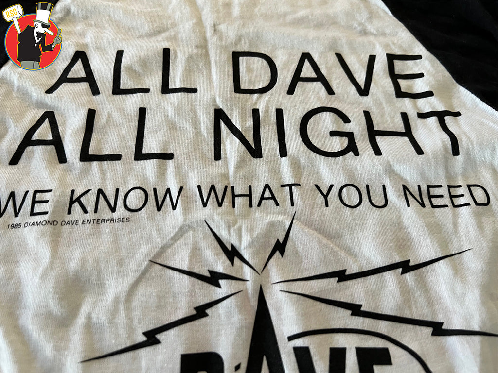 David Lee Roth Dave TV Original Promotional Baseball T-Shirt 1985